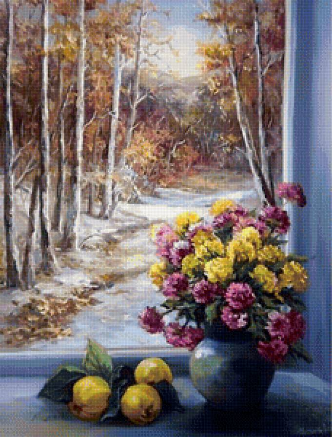 времена года - пейзаж, окно, природа - предпросмотр