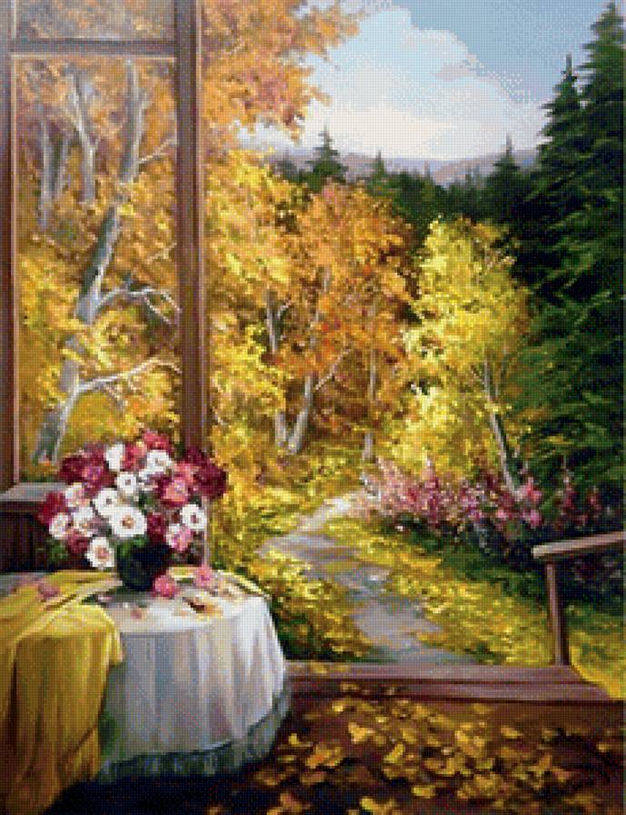 времена года - пейзаж, природа, окно - предпросмотр