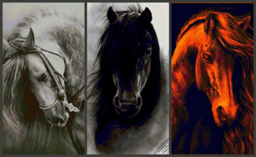 лошадь - лошадь, грива, триптих - оригинал