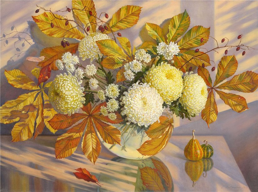 осенний букет - цветы хризантемы - оригинал