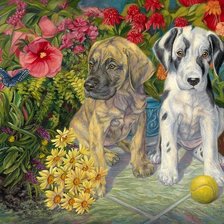 Схема вышивки «щенки»