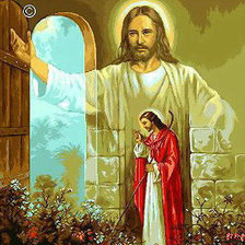 Оригинал схемы вышивки «Иисус стучится в дверь» (№1241497)