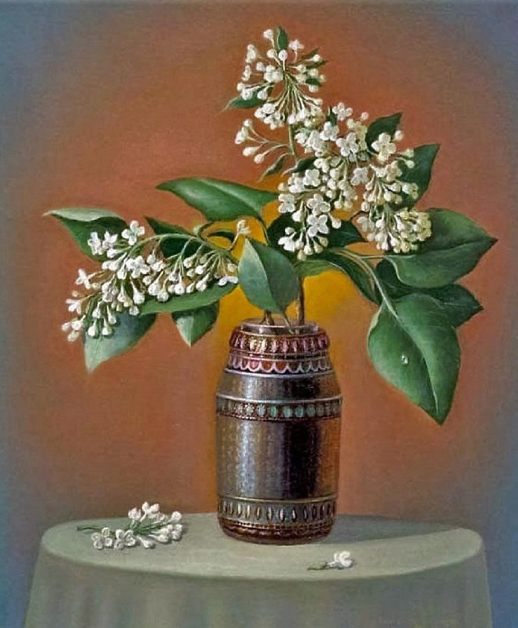 Худ. Сергей Панин - цветы, сирень, ваза - оригинал