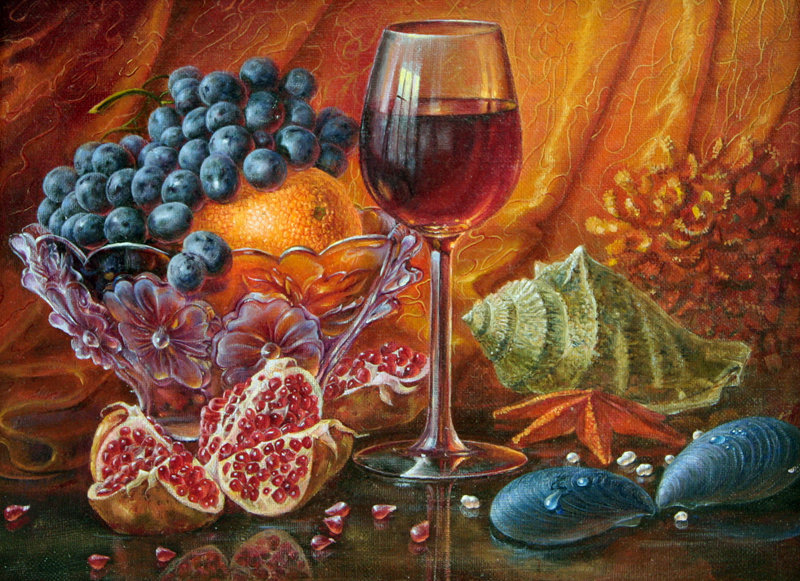 натюрморт с виноградом - виноград, натюрморт, фрукты, ягоды - оригинал