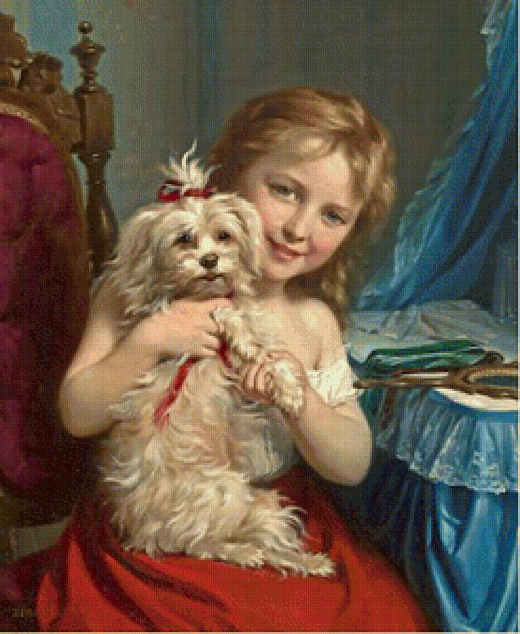 Девочка с собачкой - портрет, девочка, собака - предпросмотр