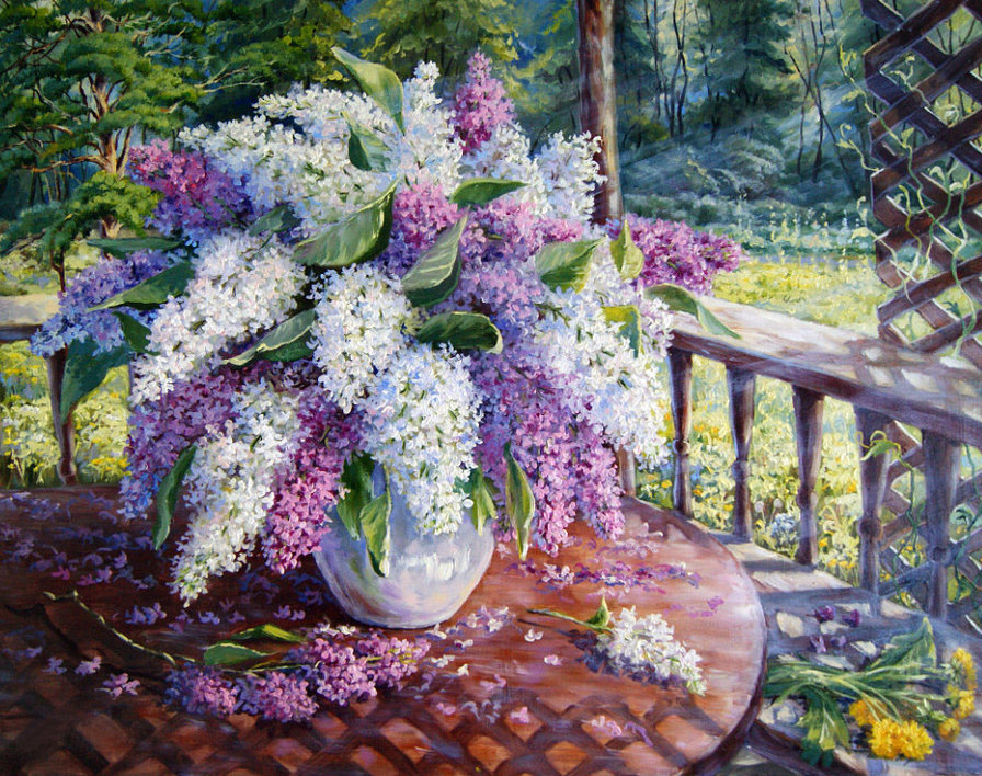 Сирень в беседке - сирень, природа, беседка, цветы - оригинал