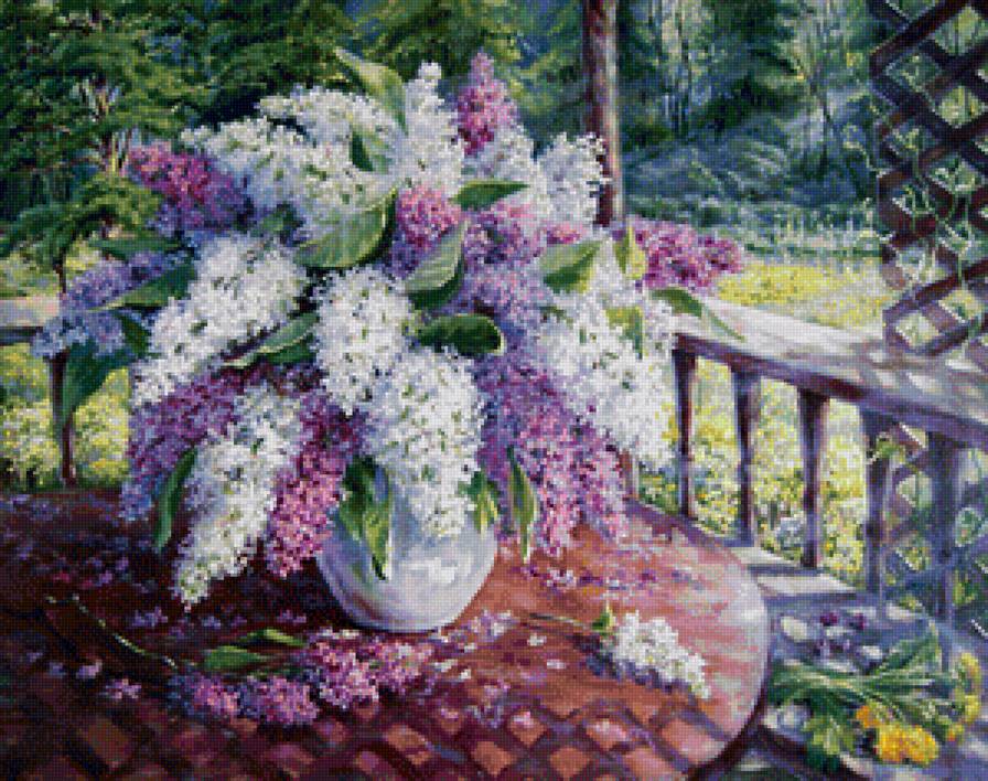 Сирень в беседке - беседка, цветы, природа, сирень - предпросмотр