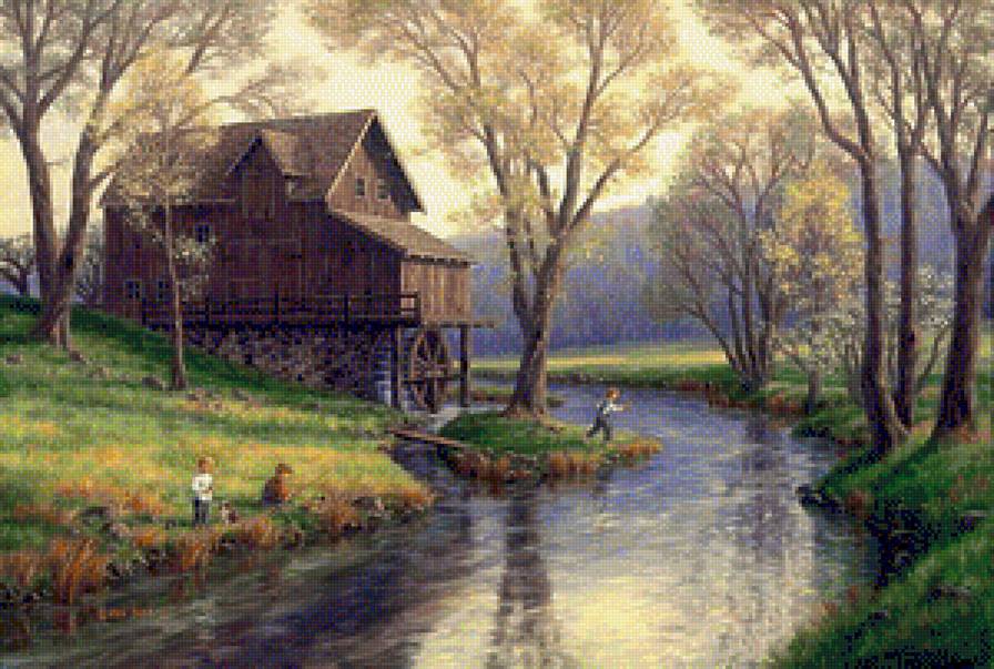 У ручья - река, пейзаж, природа - предпросмотр