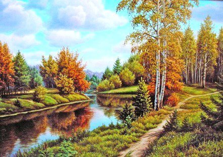 золотая осень - речка, пейзаж, осень, река, красота, природа - оригинал