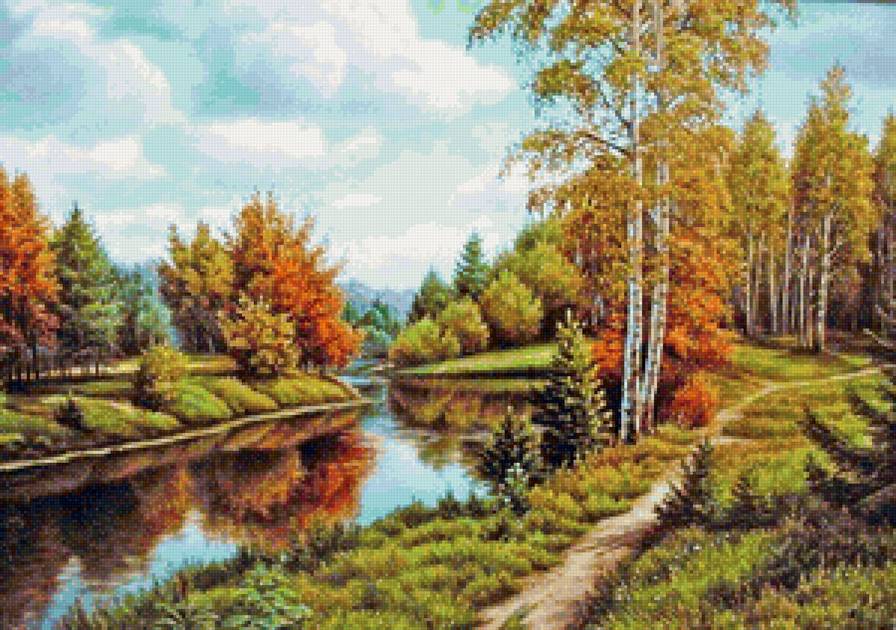 золотая осень - осень, красота, природа, речка, река, пейзаж - предпросмотр
