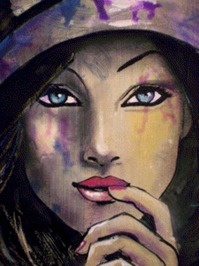 "женский образ" - портрет, живопись, шляпка, девушка - предпросмотр