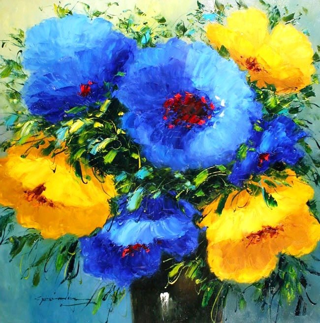 Яркие цветы - букет, живопись, цветы - оригинал
