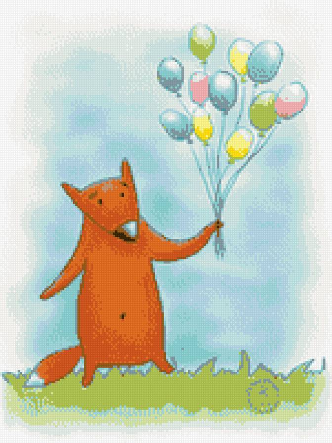 Лисенок - нежность, лиса, шарики, праздник - предпросмотр