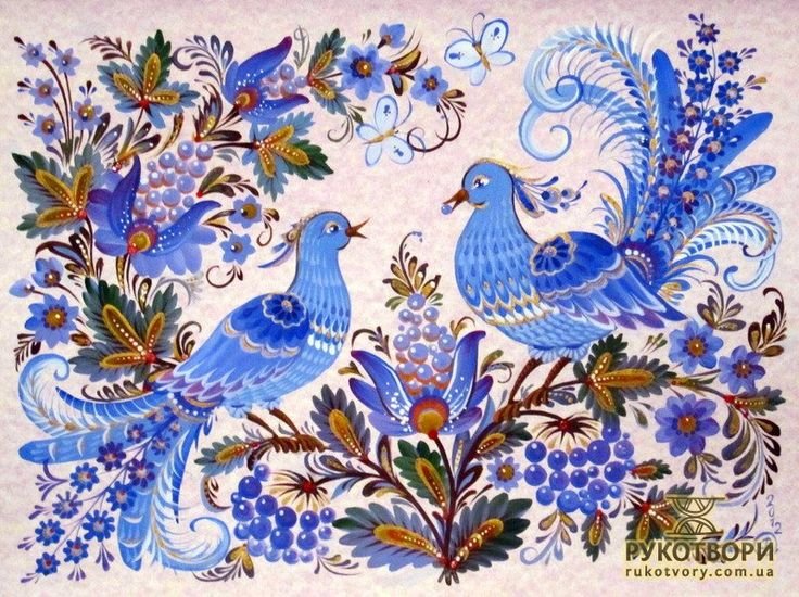 Райские птицы - гжель, птицы, свадьба - оригинал