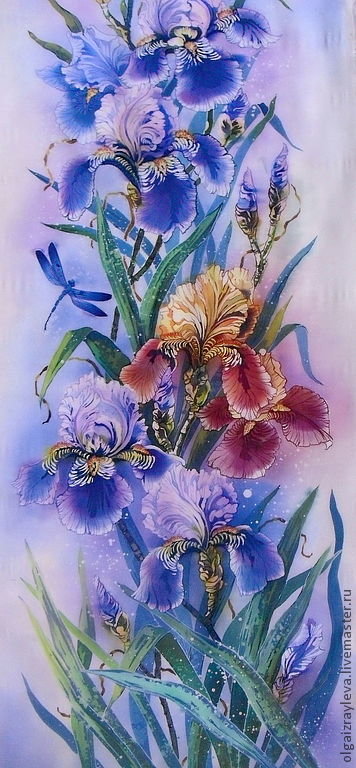 Ирисы - цветы, картина, панно - оригинал