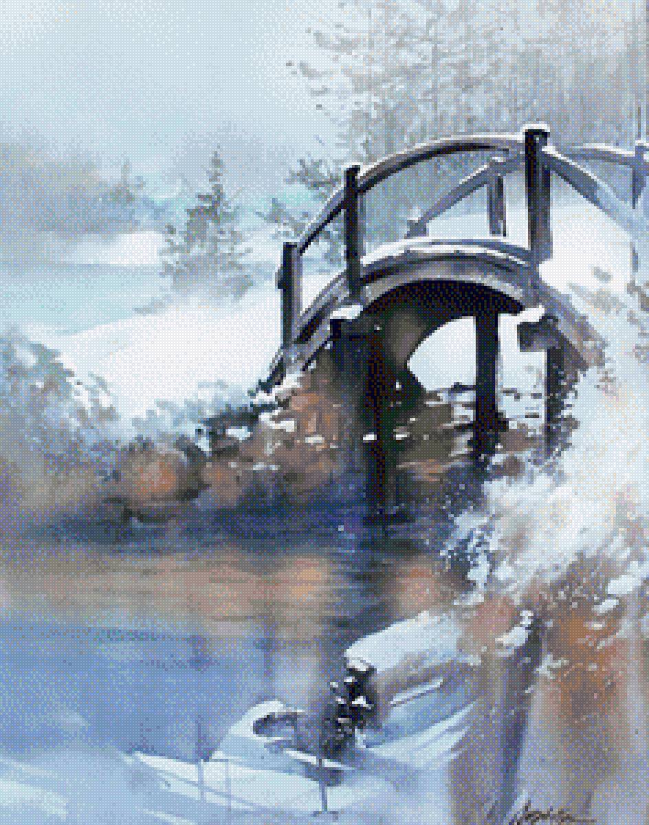 Мостик в лесу - река, лес, мост, зима - предпросмотр