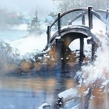 Схема вышивки «Мостик в лесу»