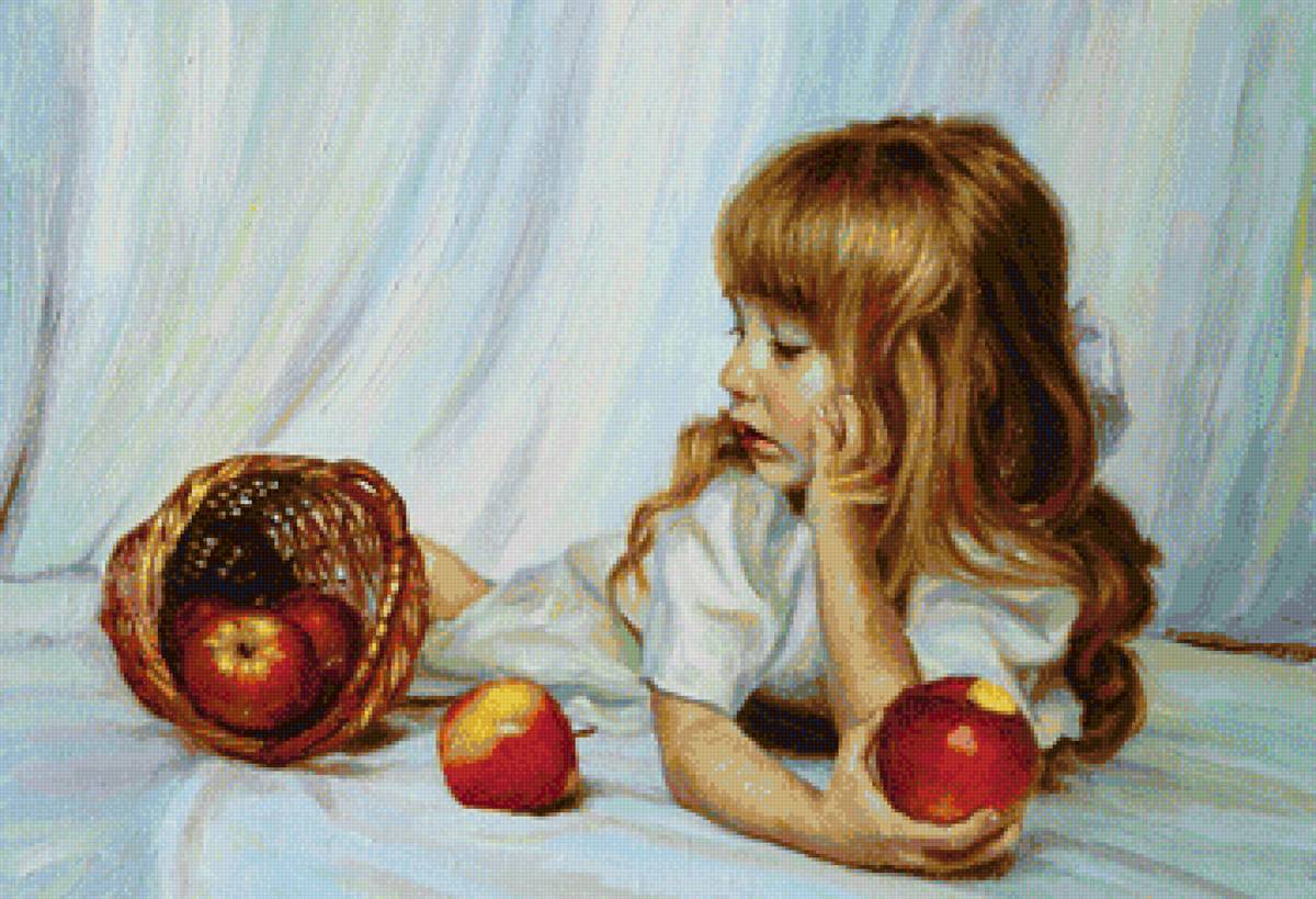 Девочка с яблоками - девочки, яблоко, яблоки - предпросмотр