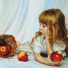Оригинал схемы вышивки «Девочка с яблоками» (№1246754)