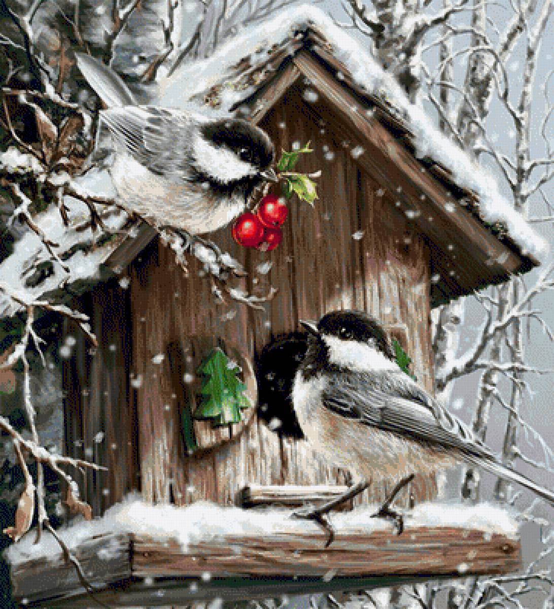 Птички - птицы, зима - предпросмотр