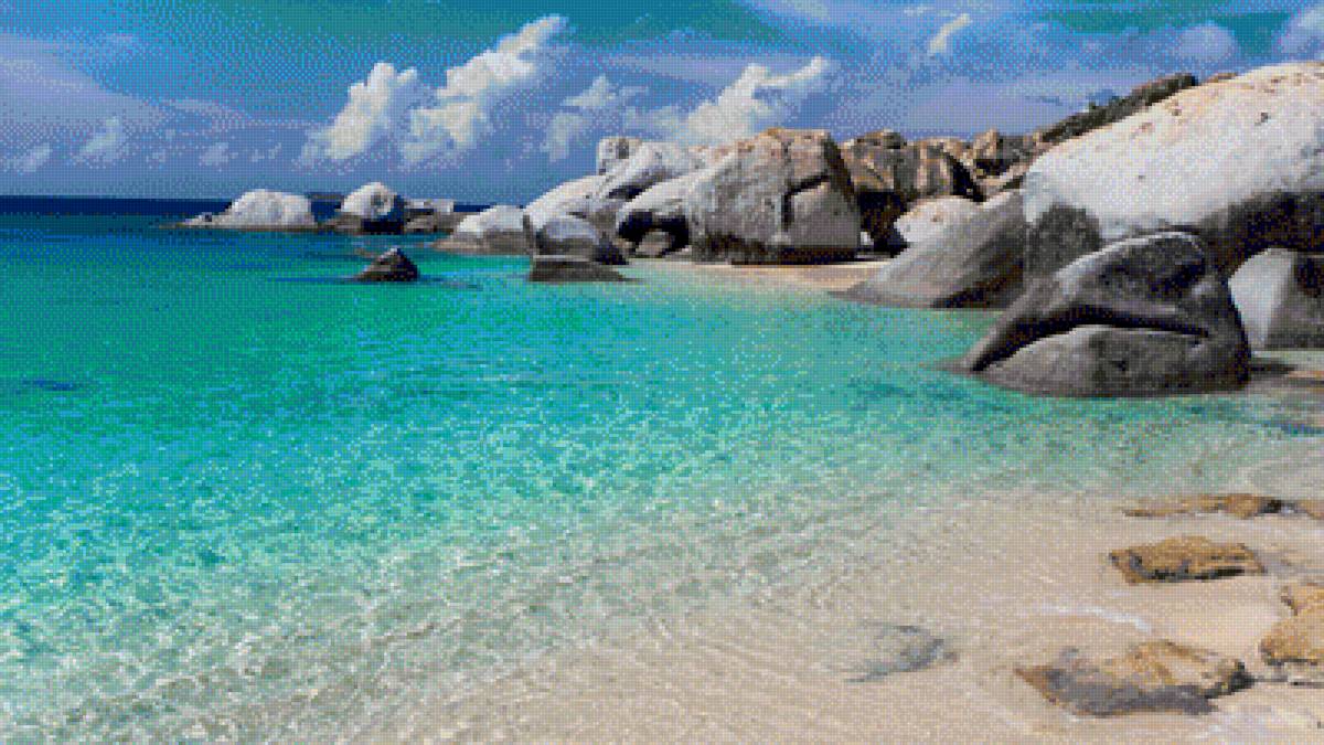 голубое море - скалы, море - предпросмотр