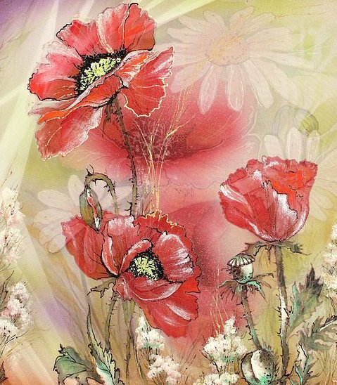 цветы на шелке - оригинал