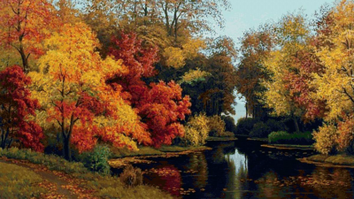 золотая осень - река, речка, природа, осень, пейзаж, красота - предпросмотр