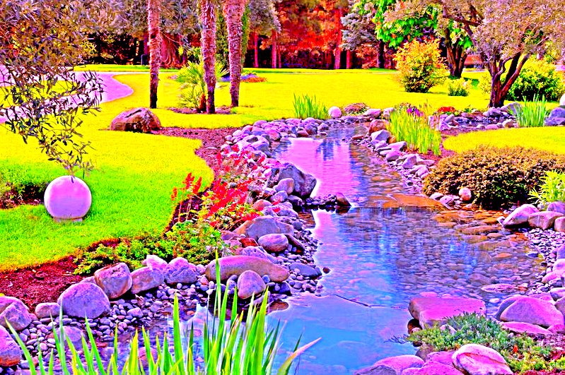 Ручей в саду - вода, природа, сад - оригинал