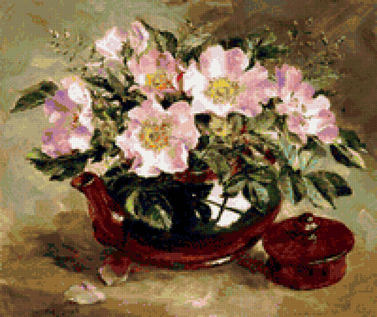 шиповник - цветы в чайнике - предпросмотр