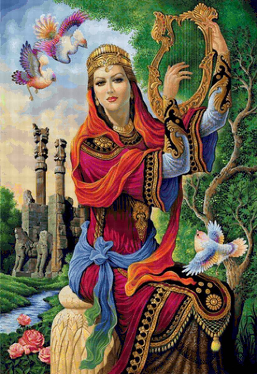 восточная красота - женщина, живопись, восток, картина, красота - предпросмотр