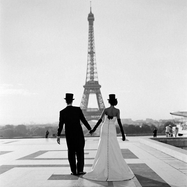 свадьба в Париже монохром - монохром, пара, любовь, париж, свадьба - оригинал