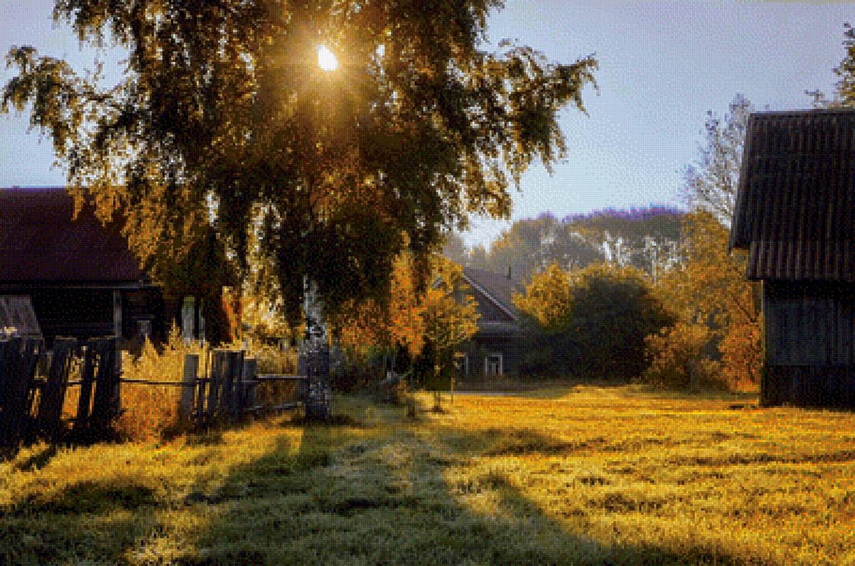 деревенька - солнце, пейзаж, деревня, природа - предпросмотр