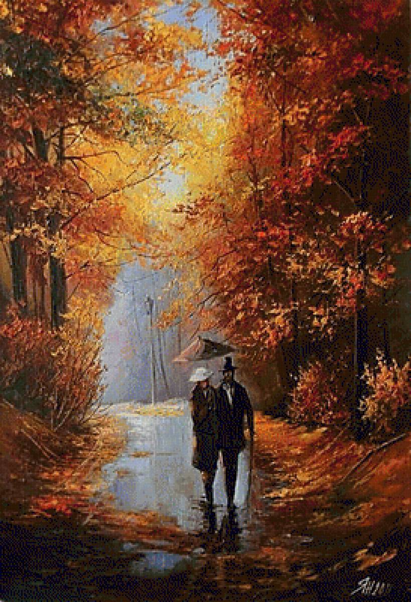 По картине худ. Геннадия Янулевича."Осеннее свидание". - осень, живопись., пейзаж - предпросмотр