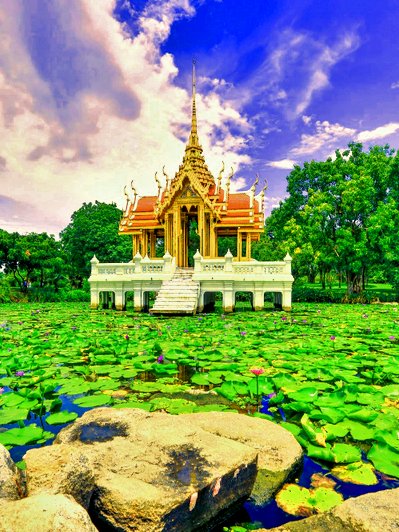 Беседка в парке - восток, беседка, япония, сад - оригинал