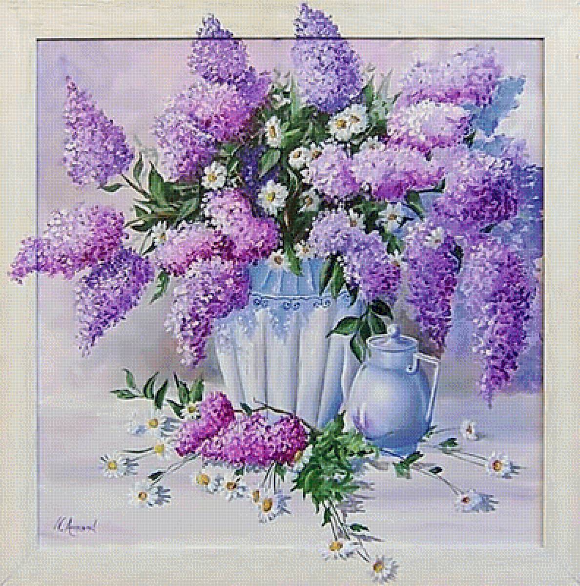 По карине худ. Натальи Арманд. Сирень. - буке. сирень, живопись., натюрморт - предпросмотр