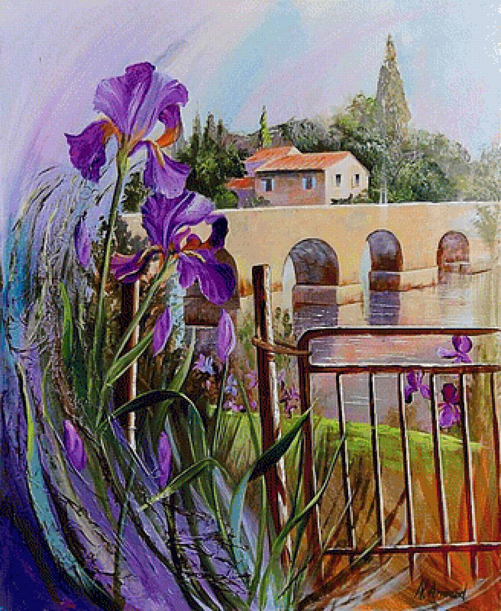 По картине худ. Наталь Арманд. Ирисы. - живопись., ирисы. пейзаж - предпросмотр