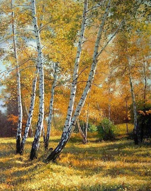Осень. Березы. - пейзаж, картина, осень, березы, лес, природа - оригинал