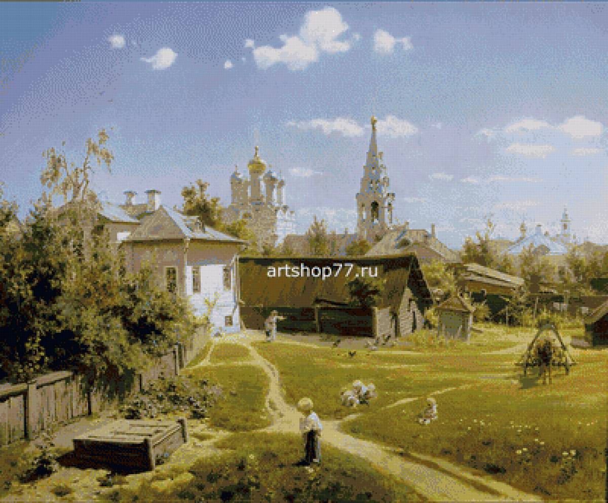 Московский дворик_ВД_Поленов - картины, художники, лето, природа, пейзаж - предпросмотр