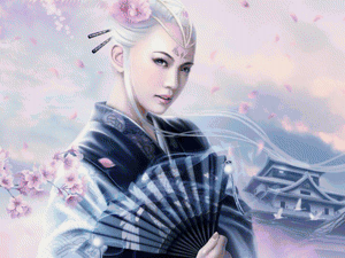 Снежная гейша - девушка, фентези, восток - предпросмотр