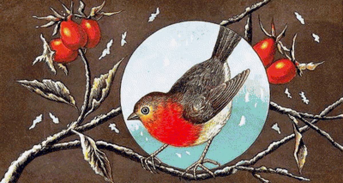 Снегирь - птицы, боярышник, зима - предпросмотр