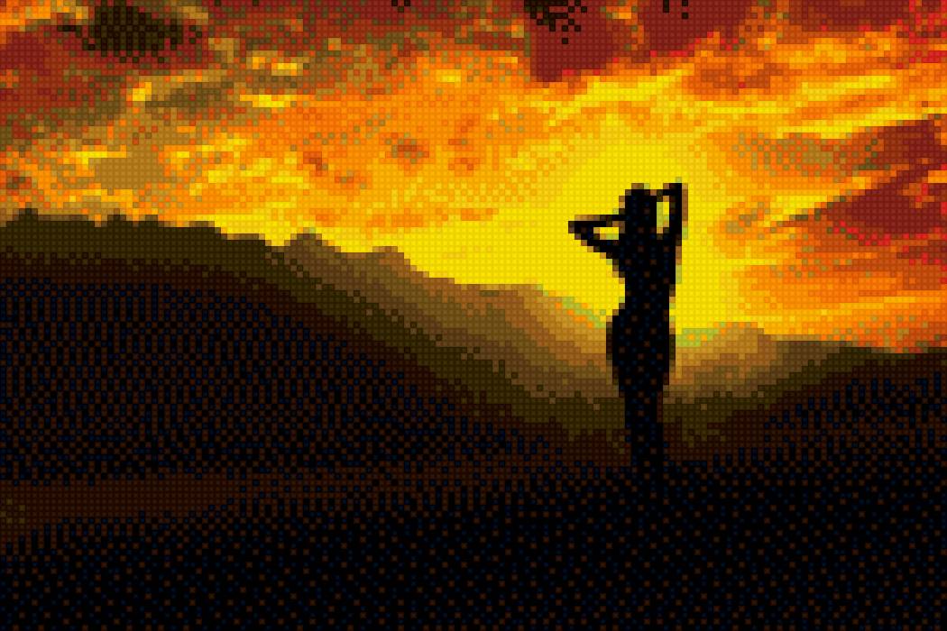 девушка на закате - закат, пейзаж, люди, девушка, природа - предпросмотр