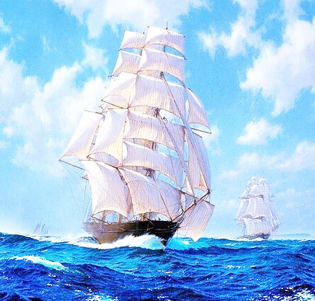 Морской пейзаж - парус, корабль, морской пейзаж, небо, белые паруса, море, парусник - оригинал