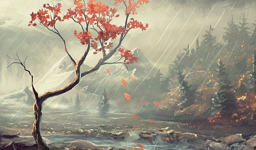 Одиночество - дождь, дерево, ливень - оригинал