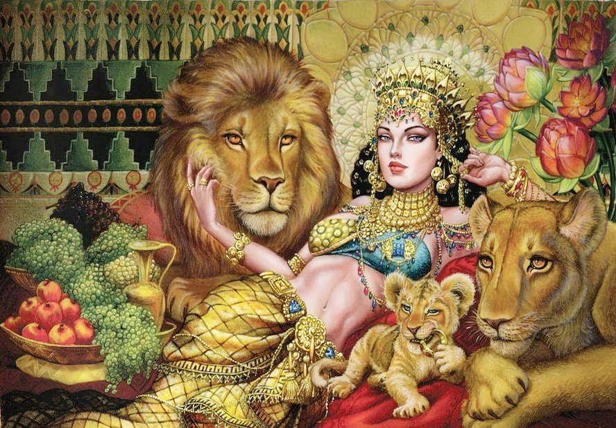 Царица - львы, восток, египет, клеопатра - оригинал