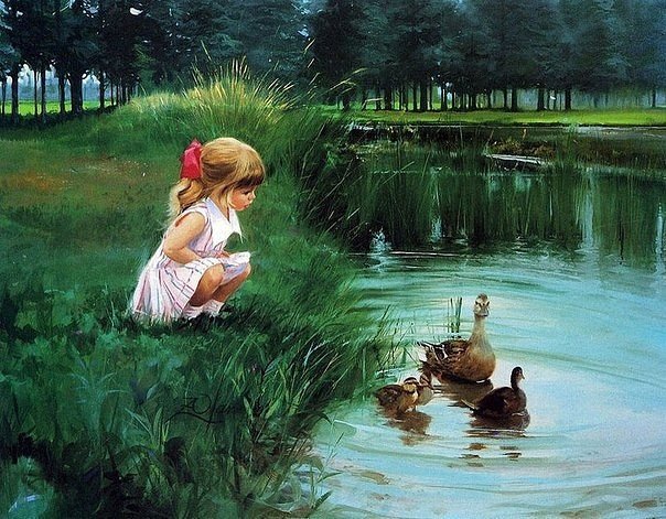 На реке - пейзаж - оригинал