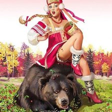 Схема вышивки «Девушка и медведь»