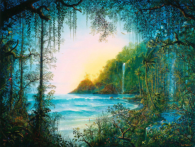 Пейзаж - пейзаж, цветы, вода - оригинал