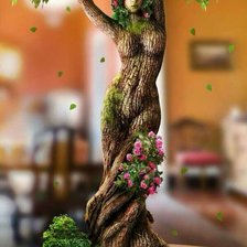 Схема вышивки «девушка-дерево»