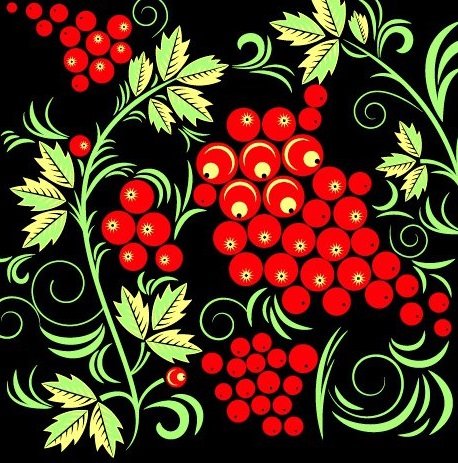 Подушка - узор, рябина - оригинал