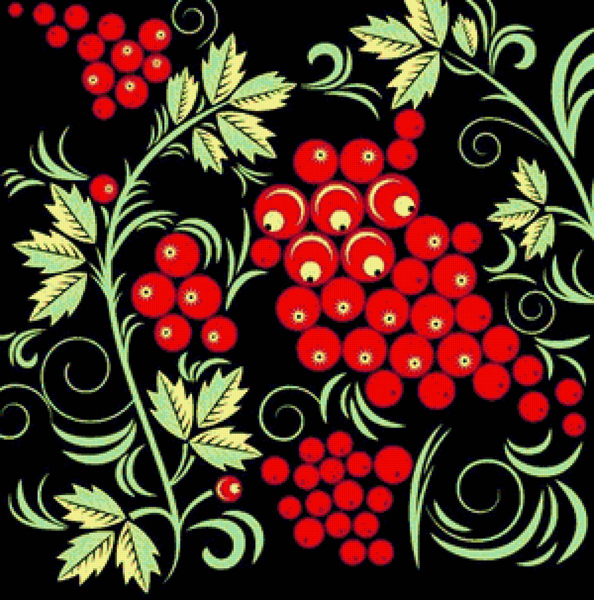 Подушка - рябина, узор - предпросмотр